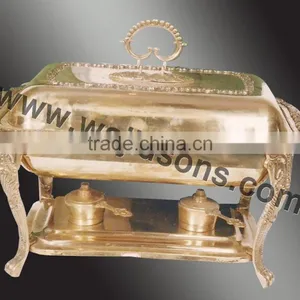 Brass Plated Fancy Chafing Dish | Party Supplies Chafing Dish | Home Used Chafing Dish | Metal Made Chafing Dish thumbnail-1
