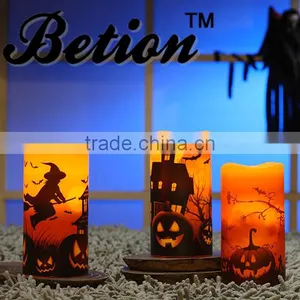 Flameless Candles Led Halloween Decorative Candles 3''x6'' Halloween Wax Candles Led Pillar Candles thumbnail-2