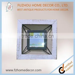 Hot Sell Customized Antique White Wood Photo Frame With Metal Decoration thumbnail-6