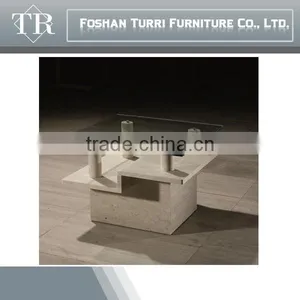 Modern Marble Glass Top Coffee Table thumbnail-2