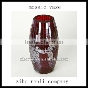 Shinning Red Glass Mosaic Handmade Crack Glass Vase thumbnail-1