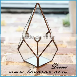 Decorate Wedding House Cube Geometric Glass Terrarium Wholesale Copper Vases thumbnail-2