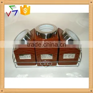 Ceramic Canister With Metal Rack thumbnail-1