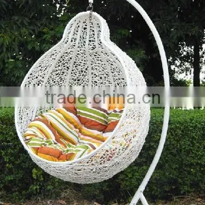 Garden Rattan Wicker Hanging Chair With Stand thumbnail-2