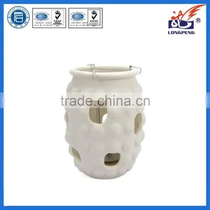 Eco-Friendly Elegant White Table Top Candle Lanterns,Ceramic Hollow DesignTealight Candle Lanterns thumbnail-1