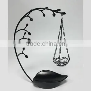 Metal Jewelry Tree Organizer Display With Hanging Basket thumbnail-1
