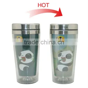 Two Layer Travel Mug Color Changing Mug Stainless Steel thumbnail-1
