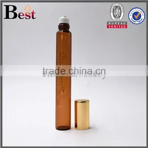 Cosmetic Packaging Fragrance Perfume Essential Oil Long Thin Amber Browm Roll on Bottle 10ml Tube Glass Bottle Roll on Wholesale thumbnail-2