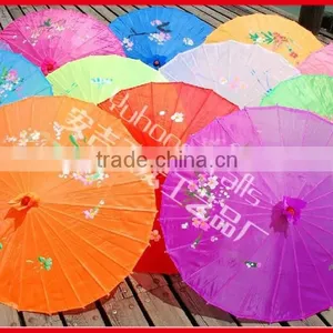 Flower Panited Chinese Silk Bamboo Parasol thumbnail-2
