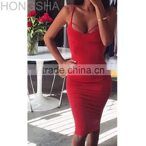 Sexy Bodycon Club Dress 2015 Black Lace-up Back Halter Bandage Dress HSD1418 thumbnail-2