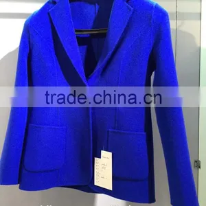 Ladies Handle Navy Blue 100% Wool Coat for Sring and Fall thumbnail-1