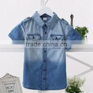 2015 Latest Shirt Designs for Boys Short Sleeve Denim Shirts for Boys Cowboy Shirt for Boys thumbnail-1