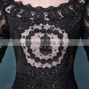 MGOO Wholesale Cheap Price Elegant Chiffon Evening Dresses Long Black Beaded Wedding Party Vestidos 2064 thumbnail-5