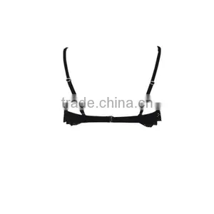 Black Bikini Set With Flouncy Ruffle and Floral Cutouts at Top and Scrunch Bottom thumbnail-4