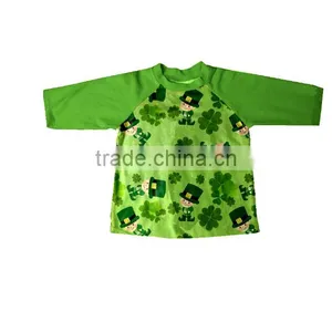 Wholesale Children St-patricks Day Boutique Clothing 3/4 Sleeve Ruffle Icing Raglan Shirt for Baby Boys thumbnail-1