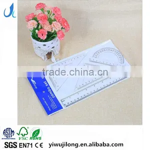 Cheap School Student Transparent Plastic Ruler Triangle Protractor Set thumbnail-1