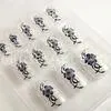 Beautiful Blue Flower Salon Fake Nails Press Artificial Nail With 3D Dimonds thumbnail-1