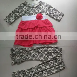 Charming Kids Stripe Ruffle Cotton Girls Boutique Clothes thumbnail-4