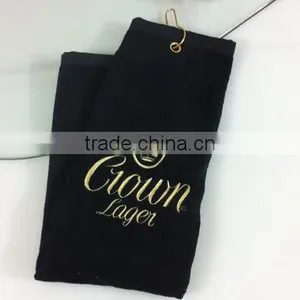 Cotton Waffle Microfiber Custom Logo Golf Towel With Grommet and Hook thumbnail-1