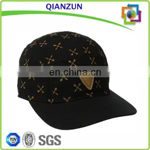 Leather Patch Logo 5 Panel Baseball Cap Custom Back Strap 5panel Cap and Hat thumbnail-1