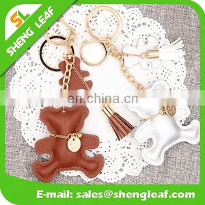 Funcy Bear Shaped With Various Colors Leather Keychains thumbnail-1