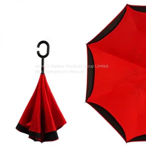Creative Design Windproof Two Layer Inverted Umbrella C Shape Handle Umbrella thumbnail-1