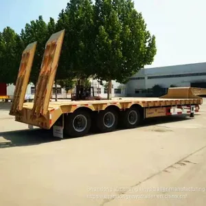 Made in China Gooseneck Low Platform Semi Low Flatbed Trailer Lowbed Truck Trailer for Sale thumbnail-5