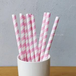 Purple And White Big Striped Drinking Paper Straws thumbnail-1