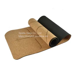 High-Quality Fitness Nature Printed Jute Design Natural Rubber Cork TPE Yoga Mat thumbnail-1