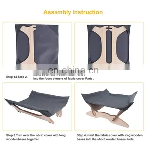 Cat Hammock Pet Cots for Small Animals Detachable Wooden Frame Square Hanging Cat Sofa Sleeping Bed thumbnail-2