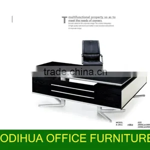 Good-selling Modern Office Desk Black Color Wood Desk A-2011 With Metal Leg thumbnail-1