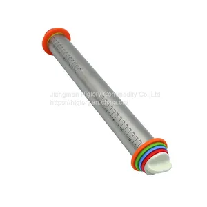 Adjustable Rolling Pin With Thickness Rings Measurement Pastry Rolling Pin for Baking Cookie Dough Roller Pizza Pastry thumbnail-1