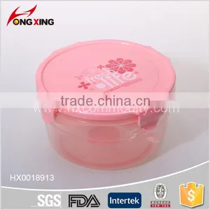 Household Pink Round Four Locked Lunch Box With Spoon thumbnail-1