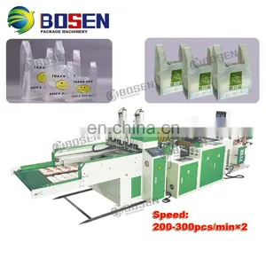 Biodegradable Garbage T-shirt Shopping Plastic Bag Making Machine Price thumbnail-5