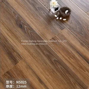 Guangdong 12mm Reinforced Composite Wood Floor Density Fiber Floor Black Walnut MDF Wood Floor Manufacturers Direct Sales thumbnail-3