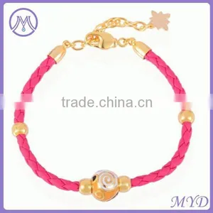 Customized Fake Cloisonne Enamel Bead Teen Leather Bracelet thumbnail-4