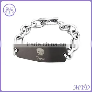 316l Stainless Steel Jewelry Mens Bracelet Skull Rose Bracelet for Man thumbnail-6