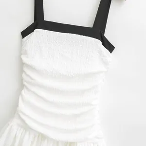 2025 Spring New European and American Wind Ball Version Texture Slimming Strap Dress for Women thumbnail-3