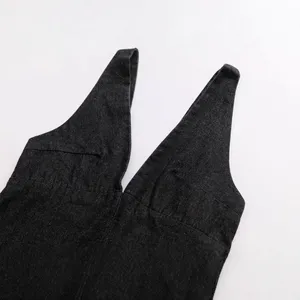 European and American Style Women's Clothing New Fashion Denim Wide Shoulder Lead Mini Dress for Women thumbnail-3