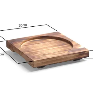 Round Wooden Base Cast Iron Sizzling Plate Two Ears New Design Cast Iron Paella Pan Deep Fry Pan thumbnail-3