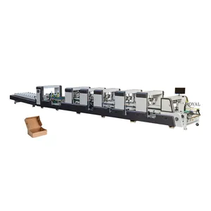 6 Corner Box Folding Gluing Machine 6 Points Folder Gluer for Pizza Box Maker thumbnail-1
