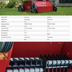 163cc Gas Powered Lawn Scarifier, 510mm Working Width, 5-Level Height Adjustable, Handheld Push Dethatcher for Lawn Care & Thatch Removal thumbnail-2