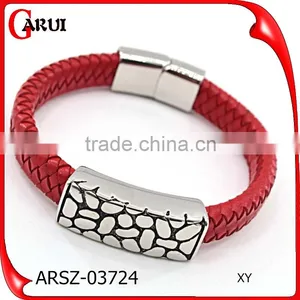 Fashion Jewelry Best Selling Items Engraving Logo Bio Magnetic Mens Leather Bracelet thumbnail-3