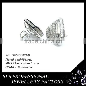 2015 Fashion Heart Shape 925 Silver White Zircon Rhodium Plated Screw Back Stud Earrings From Sls Jewelry thumbnail-3