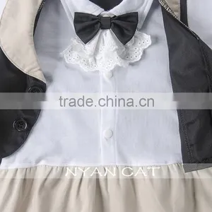 2016 Handsome Baby Bodysuit Short Sleeve Baby Boys Summer Romper Set With Lace Bow Tie thumbnail-5