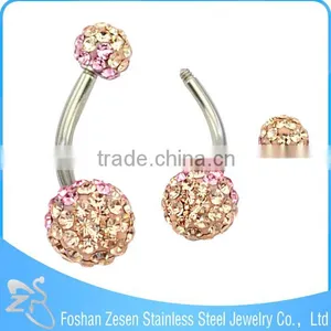 Surgical Steel Navel Piercing Crystal Color Changing Belly Button Ring thumbnail-1