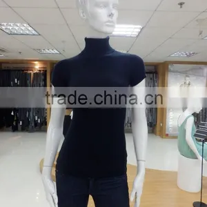 12GG 100% Merino Wool Mock Neck Short Sleeve Sweater Pullover Woman thumbnail-1