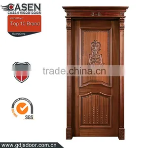 High Quality Decorative Villa/apartment Entrance Walnut Single Wood Carved Doors thumbnail-1