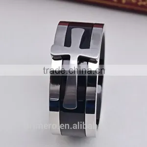 New Black Color Detachable Cross Titanium Stainless Steel Male Ring For Men Fine Jewelry thumbnail-6