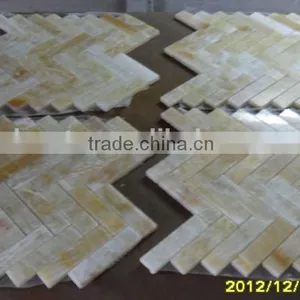 Hot Yellow Honey Onyx Polished Herringbone Onyx Mosaic Tiles on Sale thumbnail-2
